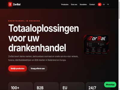 100 24/7 aanvrag b2b b2b-klanten bekijk betrouw contact distributiebedrijv drank drankenhandel eu europa focus groothandel horeca klant lever levert merk nederland nl offert product productopties servic snell sterk totaaloploss tr voordel voorrad vrag whatsapp winkel z zorbal