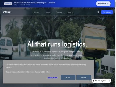-029 0 01 05 1 1000 14 14th 150 2 20 2026 26 3 30 300 31 4 5 5b 67 7 9 99.7 a about accept acros action actually agent agentflet agentflow ai ai-nativ all allow and annually appu ar asian asian-pacific aug automotiv bangkok baselin be browsing busines by carer carrier carrying cas cep clear commerc company computer congres consumer contact cookies countries customer data declin deliver delivery depart departed deploy developer diagnos direct disruption do end end-to- enterpris entir every exception execut experienc explor fde fdes first focus follow for forwarder four fr freight fri friction gl global god help hub if improv industries information infrastructur insight integration intelligenc isn it itself k kep kpis last leaves lh linehaul liv logistic management map mapped matter member met mid mil min most motion moving multi multi-carrier nativ ned nothing notify on one operation opportunity optimization order our pacific parcel partner pharmaceutical pharmacy pickup plan platform point policy post postal powered privacy processed procurement programm promis quick r reassign record remember rerout reserved resolv resources retail right rout run scal scroll security sep served servic setting settl shift shipment shipsy singl sized sla so solution step stores study system t talk target task team term that the them ther this through tim time-and-motion tms to track tracked tracking transportation union until up upcom uptim us use visit voices volumes warehous watch we websit when wher whil wk wms won work worldwid you your