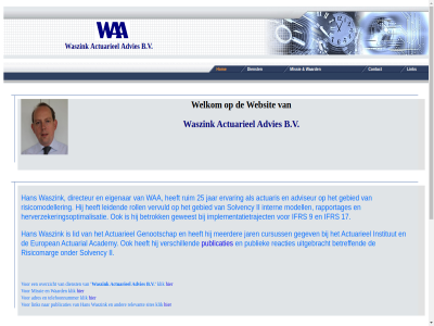 25 27334047 actuarieel actuaris adres advies adviseur b.v betreff contact den dienst directeur drs eigenar ervar gebied hag han handelsregister hans@waszinkadvies.nl hom ii ingeschrev jar klik kvk link mba missie overzicht publicaties publiek reacties relevant risicomarg risicomodeller ruim sites solvency telefoonnummer terug top uitgebracht waa waard waszink websit welkom