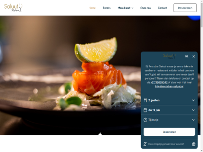 -3039042 073 10.00 21.00 23.00 5261 54 advies bekijk cm contact cookies dinerkaart dinsdag donderdag donhuijs event geslot hom ict info info@restobar-saluut.nl instagram keuk koestrat locatie lunchkaart maandag menukaart ontwikkeld onz open openingstijd overview privacy reserver restobar restobar-saluut.nl salut uur volg vrijdag vught woensdag zaterdag zondag