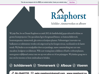 built creat get hom on project raaphorst started this today websit wix your