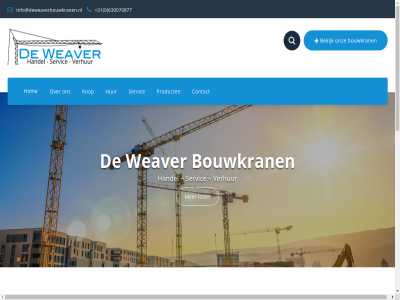 +31 0 09197910 2018 46 630070877 7273 algemen all bekijk bouwkran contact eibergseweg goed haarlo handel hom hur info@deweaverbouwkranen.nl kop kvk lez onz product recht servic sr verhur voorbehoud voorwaard weaver zit