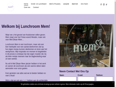 /werkplek 00 06 10 128 13 14 16 17 30 53 8501 97 aangenamer aantal aanvoel achterzijd av b begeleid bericht best bied bijboek contact cookies dagbested deelnem deelnemer dek dinsdag donderdag drank e e-mail eig elkar ergen ervar fries gast gebruik gemaakt geniet geslot gev gevoel hartj heit het hom info@lunchroommem.nl informatie inspiratie jour klein kom kunt lat leerplek ler logischerwijs lunchkaart lunchrom maandag mail mak manier meenam meisj mem mens midstrat modern moeder nam nederland nem niveau ontbijt ontspann ontstan onz openingstijd pand plezier prachtig priuwerij privacypagina proces rust s sam stat studio team telefon thuis thuiskom tijd vader verblijf vindt voel vrijdag war warm we websit welkom werk werkproces werkt will wist woensdag woord zaterdag zondag