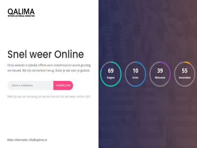 10 39 55 69 aanmeld bericht dag eerst info@qalima.nl informatie meld minut onlin ontvang second snel titl uren we wer