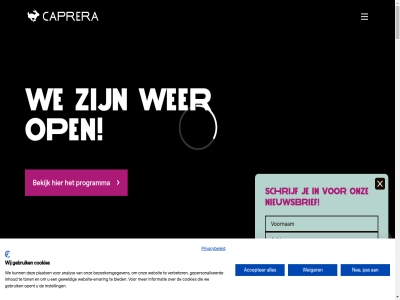 00 023 14 2 20 2025 2061 23 3 30 50 500 52 accepter actief adres af aflop ag algemen allen allereerst alvast analys barst bekijk beleeft beleid benieuwd bernd bezoekersgegeven bezoekersinfo bezoekersvoorwaard bied bijl blaadjes bloemendal bom bos boss buitenlucht caprera comedian comedy concert contact cookies daalseweg den dolf drie duin editie eerst eind elf elk email eruit ervar evenement facebok familie feest festival foto gauw gebruik gehes gekocht geniet gepersonaliseerd gepoetst geveegd geweld gratis groen grot heertj hel helemal hog hom hoogt houd huisregel info info@caprera.nu informatie inhoud instagram instell jannek jans jar jeugdprogramma jeugdtheatervoorstell jeugdvoorstell jij jou kaart ker kijk kinder klar klassiek klein kop laatst lancer lekker leukst ligt los m magie media mee meemak meest mei mid minut moois mooist n natur natuurgebied nee nem nieuw nieuwsbrief ontroer ontvang onz open openluchttheater opent opnieuw ouder pack paniek pas pauzer plaats plan podium popmuziek presenter privacy privacybeleid proef programma raoul ricardo rout s samensteller samenwerk schrijf schur seizoen september set sfer slag sluit social spannendst spel sprankel stan stat sted telefon the theater thema tijden ton trapp tribun trot tuss twintig uitgelicht uitj uniek v.a vak vanaf verbeter verklar verrast video vlagg volg volop vooral voorstell walk wandel wandelpark wandelt we websit website-ervar weiger wer wij wijnfestival wina workshop zaterdagmiddag zie ziet zit zoal zomer zondag