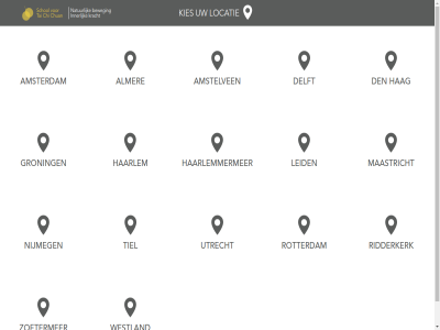 almer amstelven amsterdam beweg chi chuan delft den groning haarlem haarlemmermer hag inner itcca kies kracht leid locatie maastricht natur nijmeg ridderkerk rotterdam schol tai tiel utrecht westland zoetermer