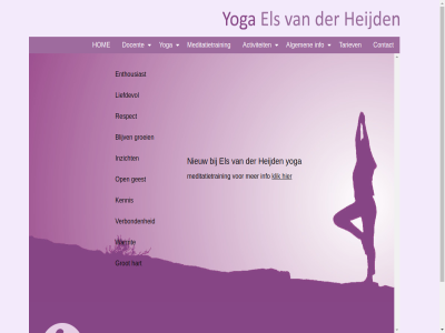 -29511646 06 activiteit algemen blijv contact docent els els_heijden@hotmail.com enthousiast geest groei grot hart heijd hom info inzicht kennis klik liefdevol meditatietrain nieuw open respect tariev tel verbond warmt yoga