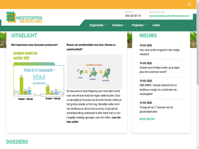 -05 -2025 -337 070 17 19 2025 87 aanpak abn actuel amro anorganisch artikel bel berichtgev boer cijfer combinatie contact content copyright discussie diver dossier duurzam e e-mail eenzijd eig ervor eten feit focuss footer frietjes gebruik gevolg graslandpercel groei groter hel hom importer informatie inzak jouw kijkt klimat kort kost kunstmest kwijt lag landbouw led les maatregel mail main mest meststof meststoff milieu min mineral moet mogelijk nadel namelijk nederland nieuw omgezet onderwerp oog opslag organisatie paper ph plaatj plant plas position procent producer project regel regelgev relevant renur rol rond secretariaat@meststoffennederland.nl skip standpunt stikstofcrisis strak streng stur termijn to uitgebreid uitgelicht urin vast veilig veiligheidseis verlies voed voeding voldoen voldoend vooral vorm vraagt waterkwaliteit welk wereldbevolk wilt wondermiddel zorgt