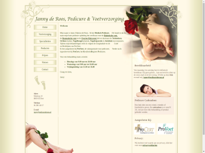06 10 13.30 148 16.00 20.00 288 57 8809 9.00 aangeslot achter adres antidruk basis behandel bel bereik bericht boer cadeaubon certificat cod contact daarnaast diabetisch dijkstra dijkstra-d dinsdag e e-mail edicures egister elk familielid gebruikt gehor gev grag hecht hom houdt hx idee ingeschrev janny janny@pedicurederoos.nl k klik kunt lat leuk link maandag mail mak medisch miedweg naast nagelbeugel nagelreparatie nam nieuw onz opleid orthes over p pedicur pedicures plaats prijz privacy privacyverklar procert product provoet r reumatisch richtlijn risicovoet ros specialiteit sta t/m techniek telefon telefonisch terecht terug tijden toepass uur vakorganisatie vanaf verder voet voetverzorg voic voice-mail volgen vriend vriendin vrijdagmiddag waard waliteit welkom werk wij woensdag zaterdag zien zorgmodul