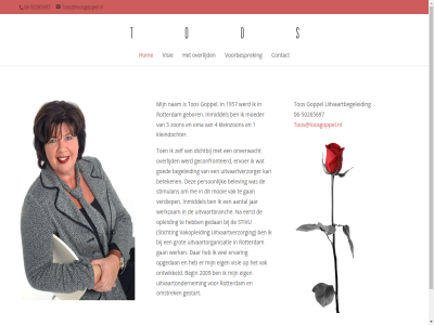 -50265697 06 1 1957 2009 3 4 aantal begeleid begin belev beteken contact dichtbij eerst eig ervar ervoer gan gebor geconfronteerd gedan gestart goed goppel grot hom inmiddel jar kleindochter kleinzon moeder mooi nam oma omstrek ontwikkeld onverwacht opgedan opleid overlijd person rotterdam stichting stimulan stivu toos@toosgoppel.nl tos uitvaartbegeleid uitvaartbranch uitvaartondernem uitvaartorganisatie uitvaartverzorg uitvaartverzorger vak vakopleid verdiep visie voorbesprek werk werkzam zon