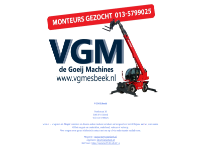-5799025 /fupsaxsef_g 013 360 38 5085 algemen esbek ev gat info@vgmesbeek.nl magazijn@vgmesbeek.nl notelstrat onderdel onderhoud tel tour verhur verkop vgm vgmesbeek.nl youtu.be youtu.be/fupsaxsef_g