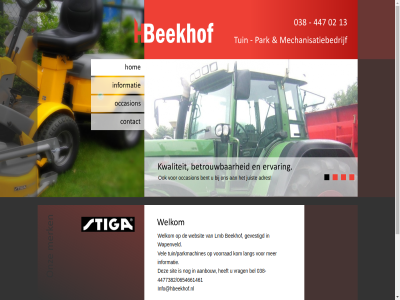 -4477382 /0654661461 038 1 2 2016 3 4 447 aanbouw aktief arendonk beekhof bel fendt gevestigd geword h info@hbeekhof.nl informatie jar kom lang lmb mechanisatie mechanisatiebedrijf oktober onderhoud oploss park per sit specialist steunpunt tractor tuin tuin/parkmachines vel verkop voorrad vrag wapenveld websit welkom wij