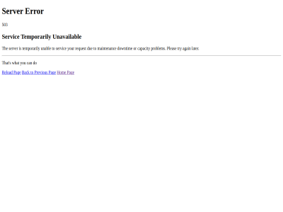 503 again back can capacity do downtim due error hom later maintenanc or pag pleas previous problem reload request s server servic temporarily that the to try unabl unavailabl what you your
