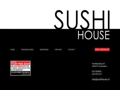 -3584055 -4527373 020 1058 30 amsterdam bestell bezorg contact hom hoofddorpweg hous info@sushihouse.nl menu openingstijd partij pc sushi