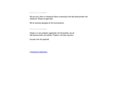 503 a again apologiz are bereik connect do excuses failur for helas inconvenienc later ongemak opgetred pleas probeert problem servic sincerely sorry temporary the ther to try unavailabl we webserver websit www.prenten.net