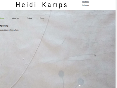 a about apear contact d e exposition facebok gallery h heidikamps.nl her hom i instagram k m p s upcom will