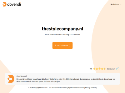 2026 250.000 50 9.4 algemen all beher bemiddel brengt copyright deal doel domeinnam dovendi elkar goed interes international kop koper nam nederland partij privacy recht review ruim thestylecompany.nl verklar verkop verkoper via voorbehoud voorwaard we