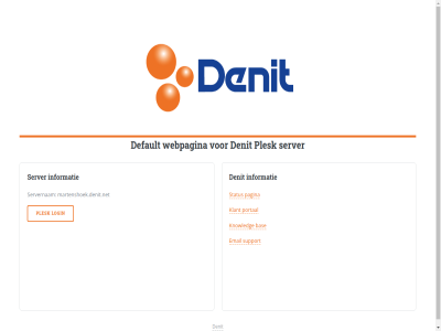 bas default denit email informatie klant knowledg login martenshoek.denit.net pagina plesk portal server servernam status support webpagina