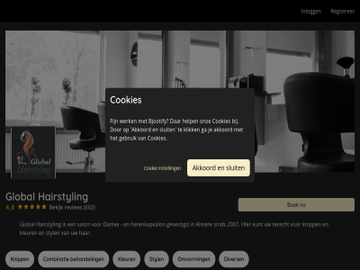 036 116 2024 30 5400756 8 afsprak akkoord all bel best bjootfiy bjootify boek browser chrom cookie cookies di do februari fijn functies ga gebruik gebruikt geslot global groet hairstyl help inlogg instell januari kapsalon klant klik kunt mak marjan neger ok ondersteund onlin onz registrer salon sluit snel t/m updat vanaf vr vriendelijk werk wo www.global-hairstyling.nl