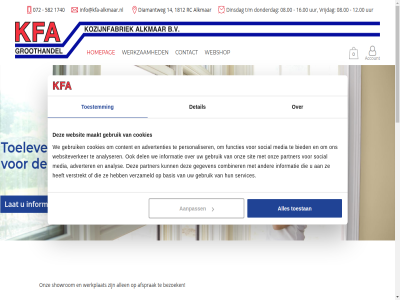 0 072 08.00 1 12.00 14 16.00 1740 1812 2024 582 6 7 aanpass account advertenties adverter afsprak afwerk algemen alkmar allen aluminium analys analyser b.v basis bedrijf bezoek bied binn bloeiend bouw combiner contact content cookies del detail diamantweg dinsdag donderdag fabriek functies gebruik gegeven geselecteerd gevelbekled groep grot hom homepag houd info@kfa-alkmaar.nl informatie kfa klein kort kozijn kozijnfabriek kunststof kwaliteit lever leveringsvoorwaard levertijd lijn maakt media moment net onz openstaand partner personaliser privacy produceert project rc schuifpui services showrom sit snell social stan sterk t/m terras toeleverancier toestan toestemm uur vacatures vast verstrekt verzameld voorwaard vrijdag we webshop websit websiteverker welk werk werkplat werkzam wij zer