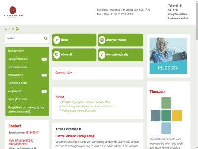 -10.45 -11.30 -12.30 -13.30 -17.00 -611110 /toestemming-geven-voor-uitwisseling-van-informatie/ /vitamine-d 00 0318 0318452941 0318611110 08 10 10.45 11.00 11.30 12.30 13.00 15.00 16 20 2026 24 3b 6713 7 70 8.00 a aanbevol aangegev aangelegd account activer advies adviez afsprak allen art arts assistent bedoeld beher bekek bekijk bell bereik beschikt bestell betreff bezoek bijna binn blijv bloed blootgesteld bov buit consult contact cookiewetgev coronacrisis d daarna dag dagelijk del digid direct doktersassistent dossier dringend e e-consult econsult ede eerder elk email foto functie functionaliteit gan gebruik gebruikt gedan gedeeld geeft gegeven gelder geldt gemaakt geopend geval gevoel gezond groter half hand hart hebt helft help herhaalmedicatie herhal hoevel hom hoofd huis huisart huisarts huisartsenpraktijk huisartsenspoedpost hulp ieder iederen indien info@huisartsen-klaarenvincent.nl informatie inplann inschrijfformulier inzicht inzien jar keuz kijk klaarenvincent.praktijkinfo.nl klaarenvincent.praktijkinfo.nl/toestemming-geven-voor-uitwisseling-van-informatie/ klacht klar klik kom kond korter krijg kunt kwartier lab lag lat legt lez licham log logg logt m m.u.v maakt maandag mag mail mak medewerker medicatie medisch meld mens microgram mijngezondheid.net misschien mobiel moet mog mogelijk moment mondel najar nederland nederlander nieuw nodig nodigt nooit ns omgev onbedekt onbeveiligd onlin openingstijd optimaliser opvrag ouder patient per person portal praktijk praktijkinformatie praktijkondersteuner prik privacy privacyverklar receptenlijn regel routebeschrijv s spoedeis spoedgevall spoednummer spoedzorg stat stell stur t team tel.nr telefon telefonisch terugvind thuisart thuisarts.nl tijd tijdelijk tijden toegang toegestan toestemm tuss uitbreid uitleg uitslag upload uur vallei vanaf vanweg vastlegg verandert verled vernieuwd verschill verstur vervolgen verwijsafsprak via vincent vitamin voeding voldoend volgend volstat voorjar voorrad vrag vragenlijst vr