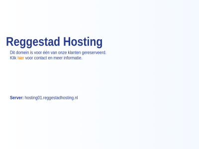 contact domein een gereserveerd hosting hosting01.reggestadhosting.nl informatie klant klik onz reggestad server