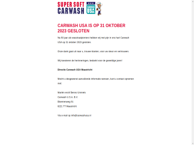 2023 31 50 6221 91 aanvull b.v bedankt benno bloemenweg carwash construction contact dank desgewenst directie e e-mail en/of gat geslot geweld hart herinner info informatie jar klant koester kunt maastricht mail mart mocht oktober onz opnem pijn steun trouw tt u.s.a ummel under usa vertrouw via wasstraatpionier wens wij