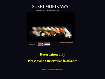 -3924180 070 2585 3 a advanc balistrat by den email hag info@sushimorikawa.com language/taal mak morikawa only photography pleas reservation salomã sushi tel vinita xk