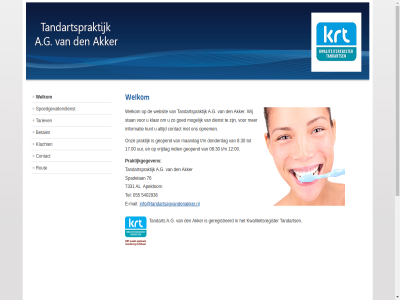 00 055 08 12 17.00 2019 30 5402936 7331 76 8.30 a.g aansprak afbeeld akker all apeldoorn betal contact den dienst disclaimer donderdag e e-mail enkel foto gemaakt geopend geregistreerd goed indien info@tandartsagvandenakker.nl informatie inhoud klacht klar kunt kwaliteitsregister maandag mail mogelijk ontleend onz opnem praktijk praktijkgegeven recht rout s spadelan spoedgevallendienst stan t/m tandart tandarts tandartspraktijk tariev tekst tel typefout uur voorbehoud vrijdag websit welkom wij wijz zoal