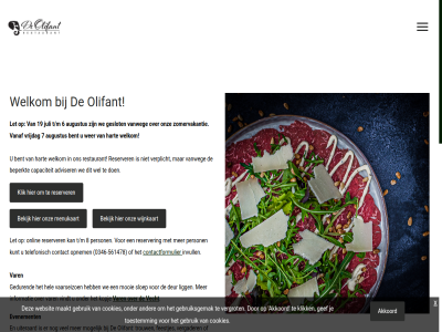 -561478 00 0346 1 14 17 19 30 3621 56 6 7 78 8 adviser afwijk akkoord augustus bekijk bent beperkt bg bovenstaand breukel by capaciteit contact contactformulier cookies deur diner evenement feestjes gebruik gebruiksgemak gedur gef gerust geslot gezelschapp groep groter hart hel hom info@deolifant.nl informatie invull juli kijk klik kopj kunt let ligg maakt media menukaart mogelijk mooi nem olifant onlin ontwikkeld onz openingstijd opnem person reserver restaurant sloep social straatweg t/m tel telefonisch tijd tijdvooreensit toestemm trouw uiteraard uur vaarseizoen vanaf vanweg var vecht vergader vergrot verplicht vindt voorwaard vrijdag we websit wel welkom wer wij wijnkaart woensdag x zomervakantie zondag