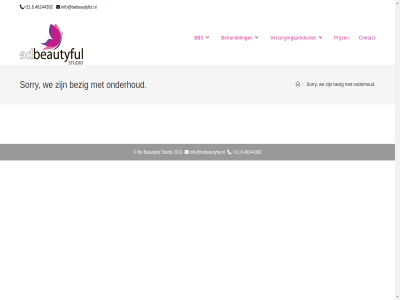 2011 31.6.46244392 bbs be beautyful behandel bezig contact info@bebeautyful.nl onderhoud prijz sorry studio verzorgingsproduct we