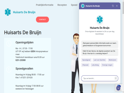 -08 -201626 -233300 -265265 00 0251 07 08 09035902101 1 17 19 2025 2026 30 5 58 75 8.00 aanvrag account afsprak all amerikan apothek app bekend bereik beweg bewustzijn big blijkt blijv bloedverdunner bms bruijn contact daarom december del digital ding dossier dr.g drie een eliquis email enquêt erectieproblem farmaceutisch feestdag gat gebruik gezond gezondheidstransitie gezondheidsverklar ging groothandel grot handig hartpatient herhaalrecept hiermee hom hoofdthema huisart huisartsenpost i iederen info@huisartsdebruijn.nl inloopspreekur inplann international inzien ipsos j jl kabinet kennisquiz kies klacht klik kom krijg kunt laagdrempel langer let lev lever leverancier ma maakt maandag mak mann mannendag mannenpeil medicijn medisch meestgebruikt mosadex nederland nederlander nieuw november nr o onderzoek onlang onlin open openingstijd organisaties overgrot partij patientenportal praktijkinformatie prijsverhog prioriteit privacy procent recept red regel sam sind sitemap slecht spoed spoedgevall start sted stopt taboe teken telefon telefonisch terwijl tien tm uur vaker vanaf vandag verkrijg via vindt vorm vr vrijdag waardor webdesign weekend welzijn wij wist zet zorg