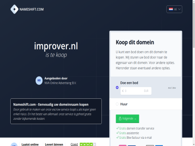 2004 2026 2288aa 24 6 88910652 aangebod aankoopprijs accepteert advertis allemal assistentie aud b.v bedraagt benodigd bent best betaalmethod betaalt bezit bijkom binn bod breng btw btw-factur cad chf commissie currency czk dag dienst direct direct-kop dkk doe domainexpert domein domeineigendom domeinnam doorlooptijd duurt e e-mail eenvoud eigenar enig enkel escrow eur eventueel excl extra factur gat gbp gebeurt gebruik gegeven gehel geinteresseerd geled gemiddeld gratis hieronder hkd hoelang huf hur improver.nl jpy jullie kop koper kost kunt kvk laatst languag levert loopt mail mak menu mogelijk nameshift.com nauw nb nederland nl nl864820458b01 nok nva nzd onlin onz open opties overdracht overdrag overeengekom pln prijs reken rijswijk risico ron sam sek servic sgd sinc slecht snel stan steenplaetsstrat stur transfer uiteraard usd uur veelgesteld veilig verkoper verkrijg via volgend voordat vrag welk werk wij wilt zar zodat zorg