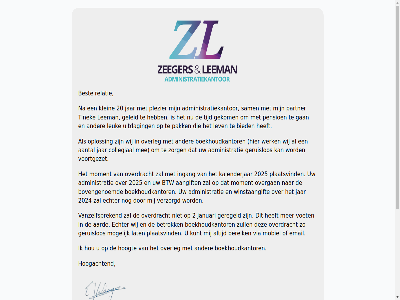 0 1402.62.997 2 20 2024 2025 24426011 520093 aangift aantal aard ac administratie administratiekantor akzl belastingconsulent bereik best betrok bied boekhoudkantor bovengenoemd btw collegiaal dhr e.j.a echter email gan gekom geleid geregeld geruislos hoogacht hoogt hou iban ingang januari jar kalenderjar klein kunt kvk lat leeman leuk lev mee mobiel mogelijk moment nl.095.201.208.b01 nl77rabo oploss overdracht overgan overleg pak partner pensioen plaatsvind plezier relatie sam tijd tinek uitdag vanzelfsprek verzorgd via voet voortgezet werk wij winstaangift zeeger zorg zull