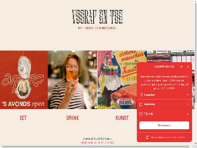 00 071 08 10 17 23 2311 512 6633 8 botermarkt dag do do-zo drink eet elk em groep info@voorafentoe.nl keuk kunst leid ma ma-wo onz open openingstijd toe vaet vanaf vooraf wo