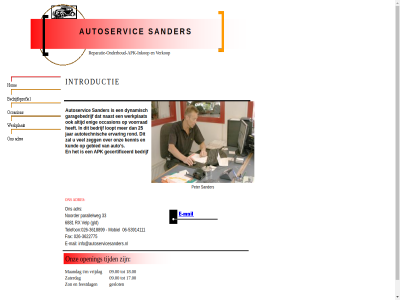 -3618899 -3622775 -53914111 026 06 09.00 17.00 18.00 25 33 6881 adr adres apk auto autoservic autotechnisch bedrijf dynamisch e e-mail enig ervar fax feestdag garagebedrijf gebied gecertificeerd geslot gld info@autoservicesanders.nl inkop introductie jar kennis kund loopt maandag mail mobiel naast noorder occasion onderhoud onz open parallelweg peter reparatie reparatie-onderhoud-apk-inkop rond rx s sander start t/m telefon tijd velp verkop voorrad vrijdag werkplat zaterdag zegg zon