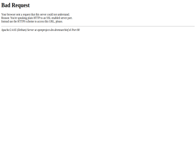 400 80 a acces an apache/2.4.65 at bad browser could debian enabled http https instead not openproject-dev.drentsarchief.nl plain pleas port re reason request schem sent server speaking ssl ssl-enabled that the this to understand url use you your