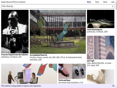 00 01 10 11 12 128 13 14 140 165 175 180 187 2 20 2006 2007 2008 2009 2010 2010/2013 2011 2012 2012/2014 2013 2014/2024 2015 2016 2017 2018 2019 2020 2021 2022 2025 2026 22 28 30 34 38 40 50 60 65 8mm a accident accidental adresses air alon aluminium amsterdam an and ansgar appear at auf authentic back bathing be bit breur bronz by cameras can cast ceramic channel character christin claim clock cm collaboration commissioned connector consist contain cookies copy danc dancer day digitized dimension doing donuş doorman drap drawing duration earpod ebedi ecc eight endoscopic erd eternal every exhibition experienc fac family fanfar film filter fiv flicker flooring flor folding for form found fried from galeri gestures gift glazed h half hannan happ homo hour how hulz i improv incident info installation intervention into island it jopp just jut know laurin lava led light lightning lightning-connector lik ll long looking looped loving lund m manag march metal min minutes mr museum never new no nothing object ok on only open pages pancras part passer passer-by passing per performanc phi photo photograph pieces plan plaster portrait public publication published regular return roll rom roma rosa said sander sculptur sculptures sean self sev seven-channel several shoes shores simon singl single-channel skirted slipper sock solo sound spac spirit stedelijk stel stell stop surgical t tegenboschvanvred text textil the thief this three three-channel tie to tourist truong turtl two two-channel unknown using variabl various venus video vinyl vogel waiting walk walker we websit weekday wir wit with wod work would x xray year you your zandt zeedijk çuni