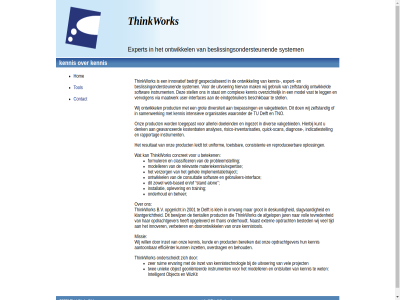 2026 alon b.v based beher beteken classificer concret consultatie contact en/of formuler gebruiker gebruikers-interfac gehel hom implementatietraject info@thinkworks.nl installatie interfac kennis materiekennis/expertise missie modeller onderhoud onderscheidt ontwikkel oplever probleemstell relevant softwar stand thinkwork tol training verzorg web web-based zowel