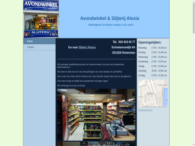 00 01 010 02 1 15 17 3011eb 413 60 6a 7 77 alexia assortiment avondwinkel bekijk contact contactformulier dinsdag donderdag drank eig ga hom klant klantenservic klein klik kom komst kwaliteitsproduct lang maandag meest nacht nachtwinkel nightshop ogen onderscheid onz open openingstijd overtreff rotterdam routebeschrijv schiedamsedijk slijterij sted sterk supermarkt tel terugkom uitstek uur uurtjes verheug verkop verwacht vrijdag we wer wij winkel winkelgenot woensdag zaterdag zondag
