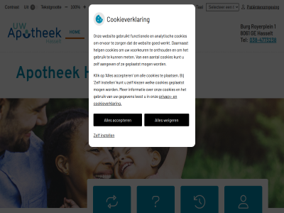 -4773238 038 1 10 100 24 8061 accepter adresgegeven afhaalkluis apothek arabisch burg contrast cookieverklar dienst duit engel gemaakt hasselt herhaalrecept hom hoofdmenu instell menu mogelijk oekraien patientenomgev privacy royerplein selecter spreekur submenu tal tekst tekstgrot turk uur vergrot verklein vrag weiger