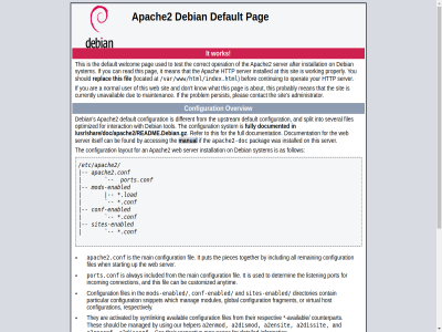 /etc/apache2 /etc/apache2/apache2.conf /etc/init.d/apache2 /srv /usr/bin/apache2 /usr/share /var/www /var/www/html /var/www/html/index.html a acces allow an and any apache2 apache2-doc apache2.conf apache2ctl apart as at befor browser bug by calling conf conf-enabled configuration continu debian default detailed directly directories doc document does enabled exist fil files follow for html http if information installation installed it layout load located man manual mod mods-enabled new not on operat or overview packag pag pages pleas ports.conf problem public replac report reportbug respectiv rot see server sites sites-enabled system the their this thos through to use web when will work your